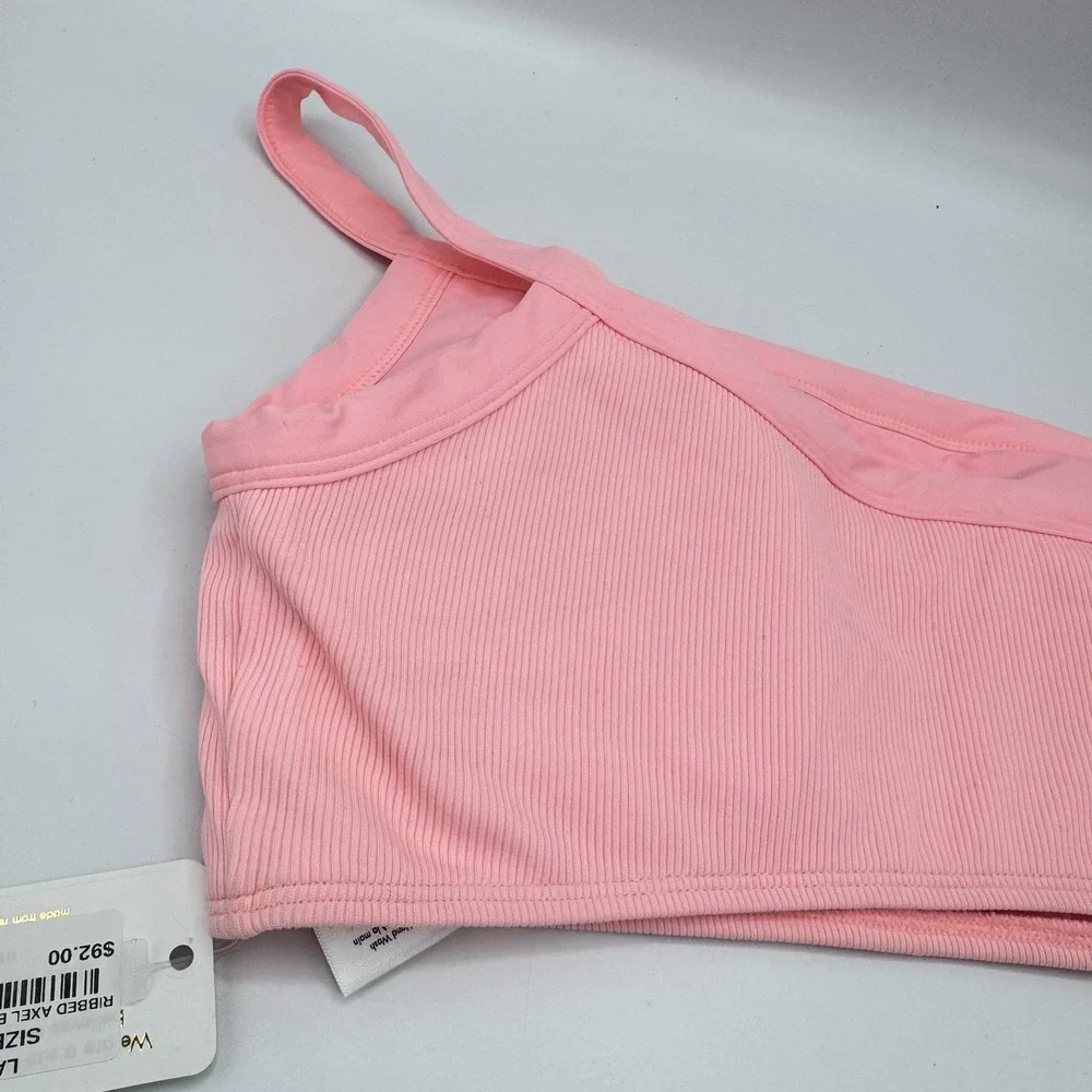 L*Space Axel Bikini Top Large NWT Crystal Pink Ribbed Designer Swimwear